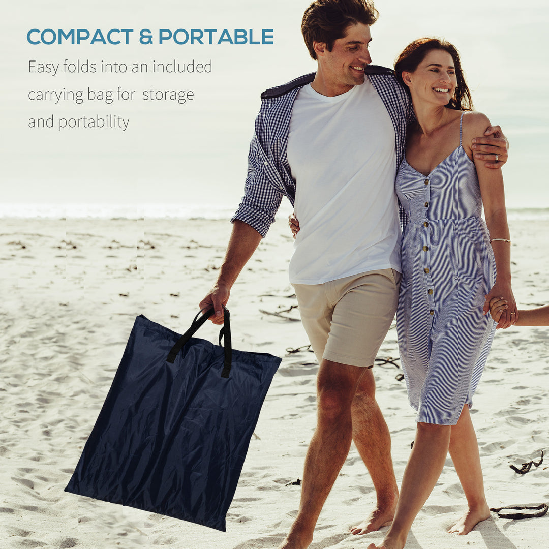 MCL Set of 2 Foldable Garden Beach Chair Mat Lightweight Outdoor Sun Lounger Seats Adjustable Back Metal Frame PE Fabric Head Pillow w/ Carry Bag, Blue