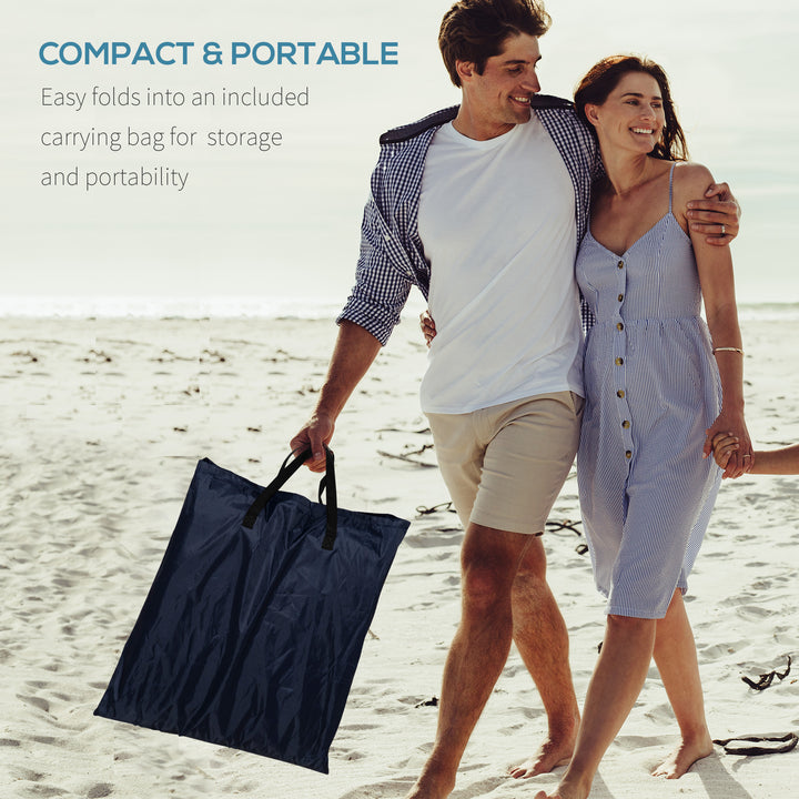 MCL Set of 2 Foldable Garden Beach Chair Mat Lightweight Outdoor Sun Lounger Seats Adjustable Back Metal Frame PE Fabric Head Pillow w/ Carry Bag, Blue