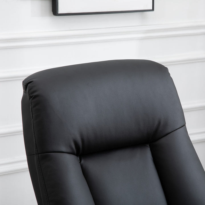 10-Point Massage Sofa Armchair Chair PU Leather W/ Footrest Stool Heat Recliner Black
