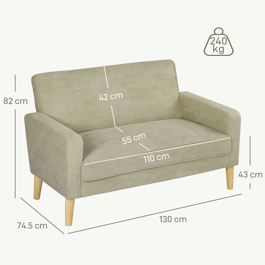 Two-Seater Velvet-Feel Sofa - Beige