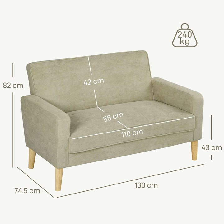 Two-Seater Velvet-Feel Sofa - Beige