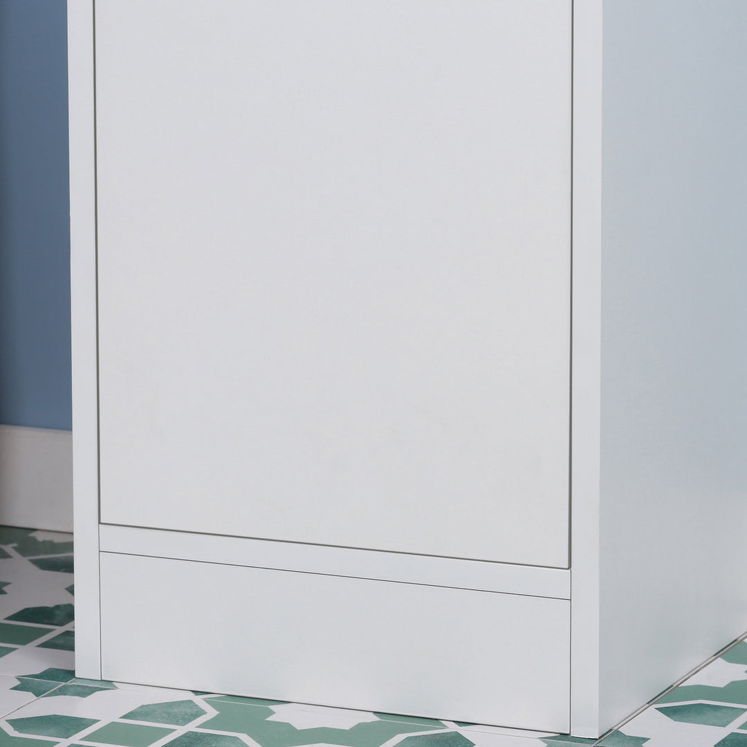 MCL Tall Bathroom Storage Cabinet with Mirror, Narrow Bathroom Unit, Freestanding Bathroom Cupboard with Adjustable Shelves and 2 Doors, White