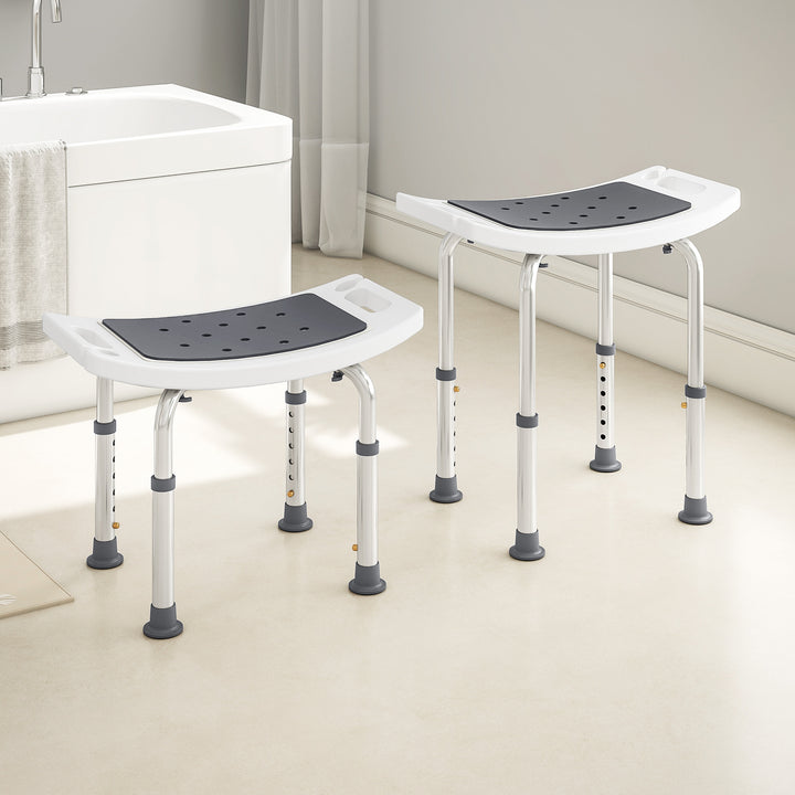HOMCOM Shower Chair, Adjustable Height Shower Stool with Aluminium Frame and Non-Slip Feet, Bathtub Stool Seat for Elderly Disabled Handicap, Grey