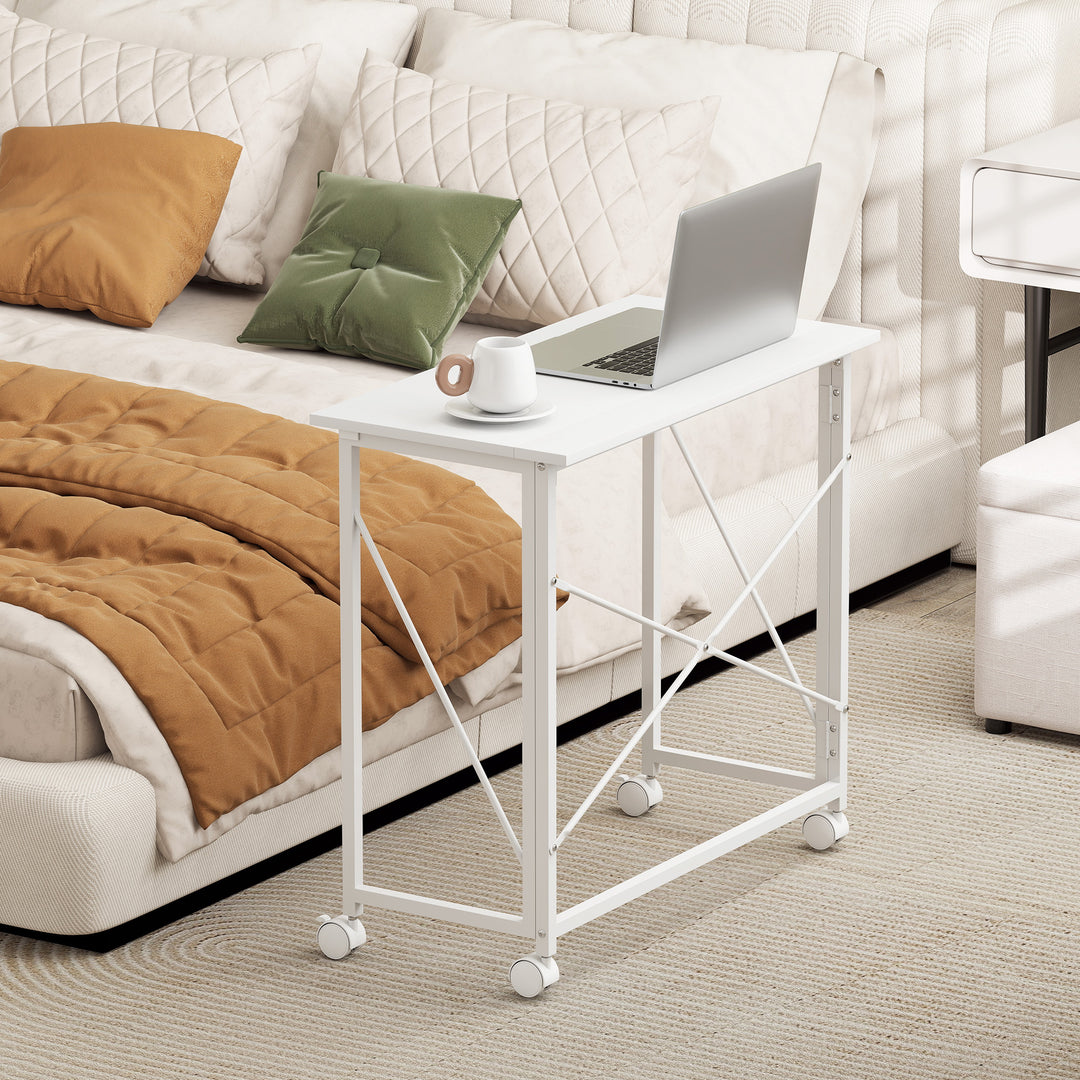 80 cm Folding Desk on Wheels - White