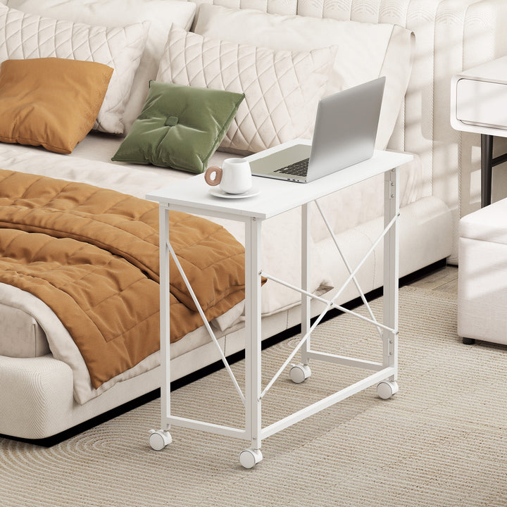 80 cm Folding Desk on Wheels - White