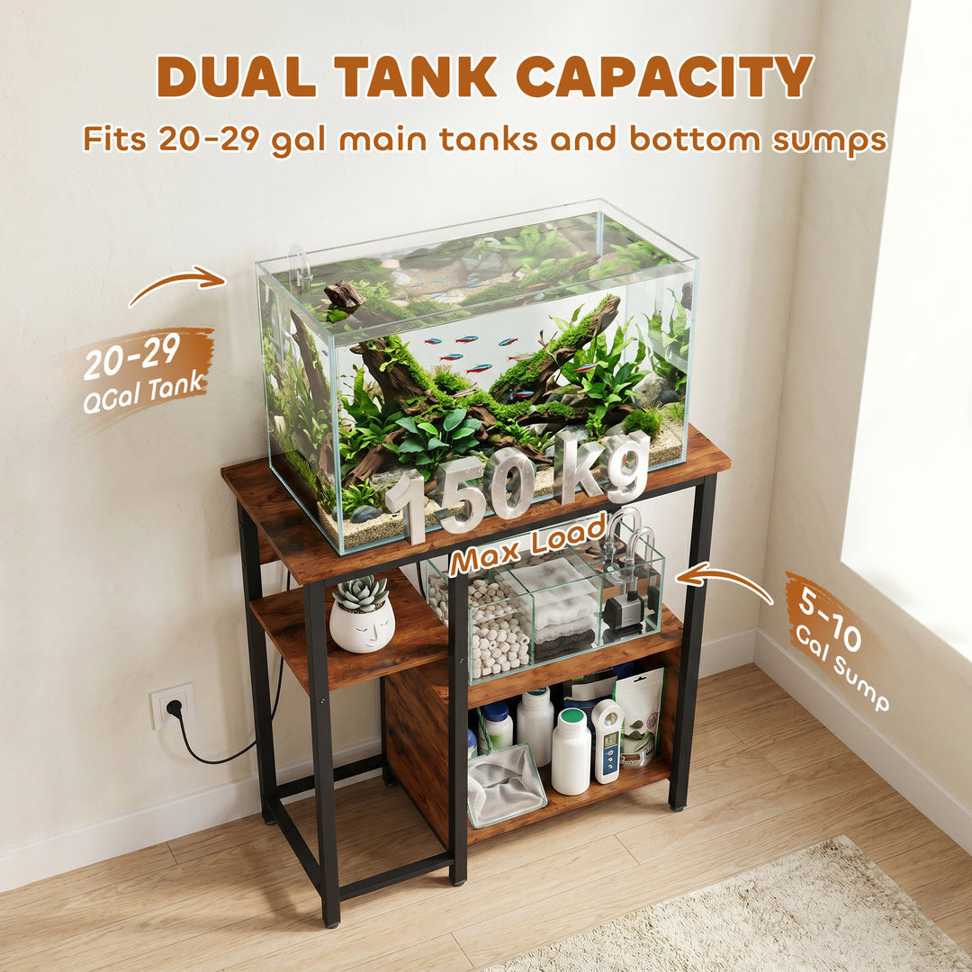 Fish Tank Stand with Power Outlets Aquarium Stand with Cabinet 20-29 G