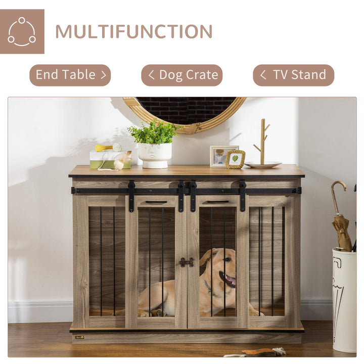 Dog Crate Furniture for Large Dogs, Double Dog Cage for Small Dogs, with Sliding Doors - Oak Tone