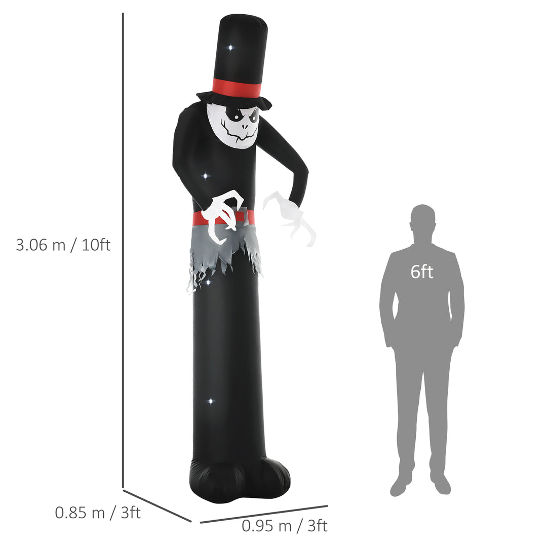 Giant 10ft Halloween Inflatables Tall Ghost with Hat, Build-in LEDs Blow Up Scary Outdoor Decorations, for Party Yard Garden Lawn Decoration