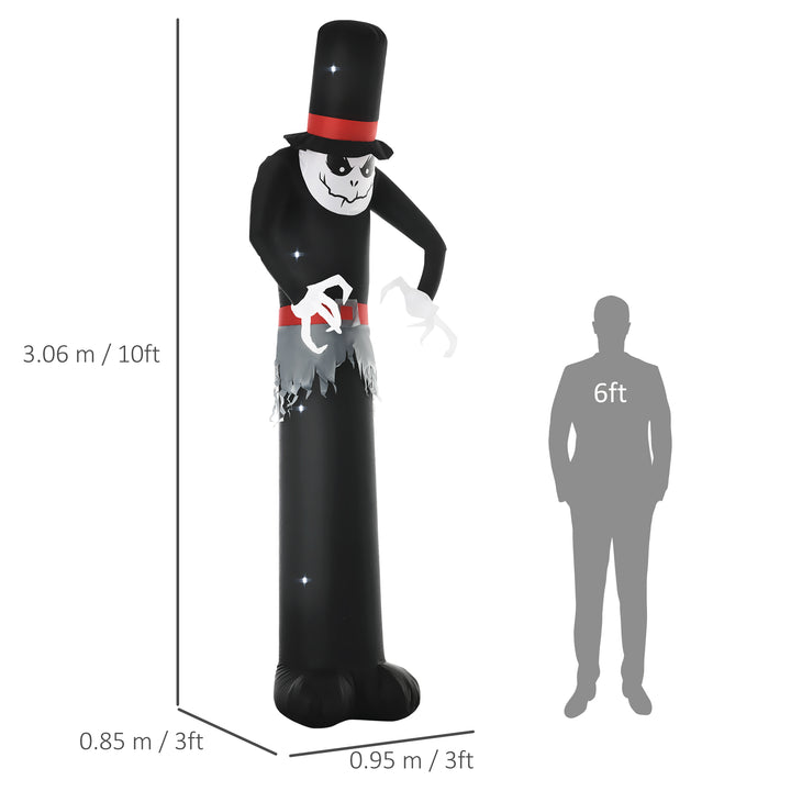 Giant 10ft Halloween Inflatables Tall Ghost with Hat, Build-in LEDs Blow Up Scary Outdoor Decorations, for Party Yard Garden Lawn Decoration