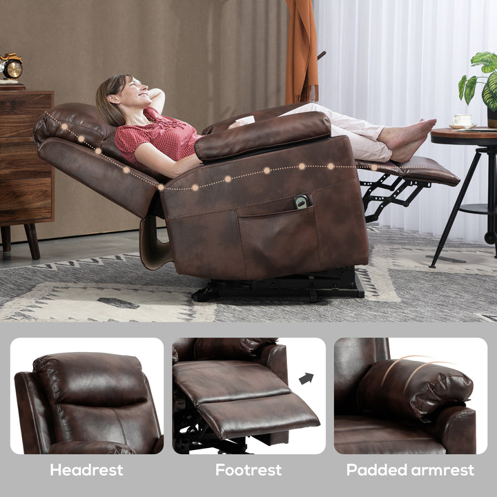 Faux Leather 70° Electric Riser Recliner Chair, Dark Brown