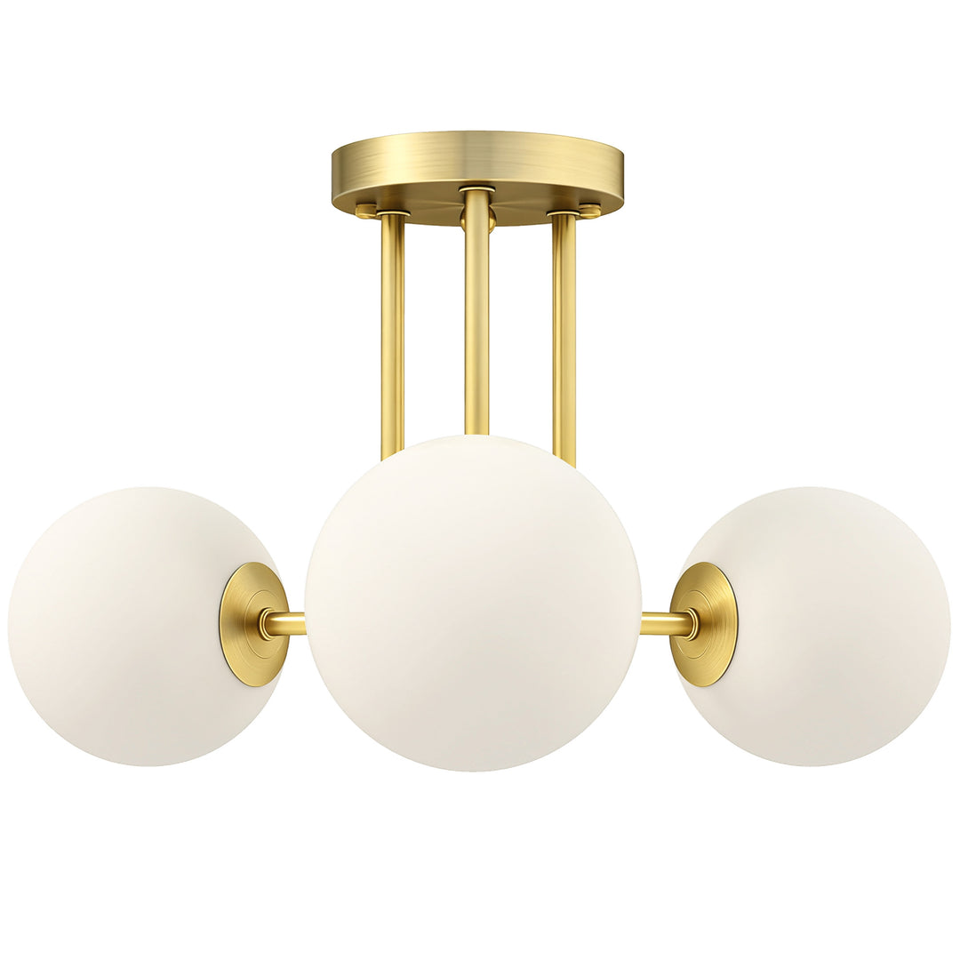 MCL LED Ceiling Light with Globe Shades, Modern 3-Light Ceiling Light with G9 Sockets for Living Room, Bedroom, Dining Room, Bulbs Not Included, Gold Tone