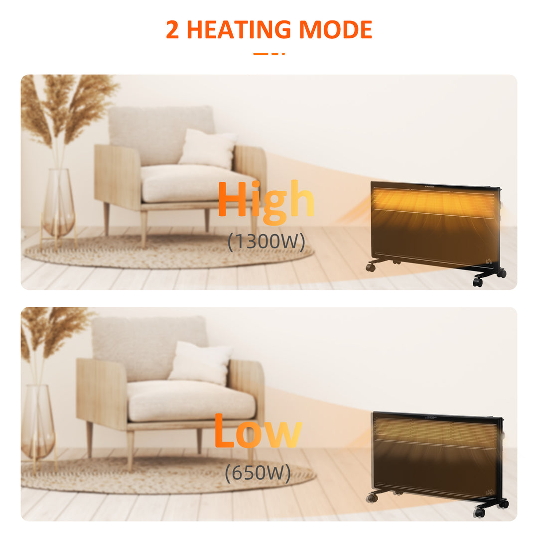 POWER Convector Radiator Freestanding or Wall-mounted Heating with 2 Heat Settings Safety Cut-Off, Black