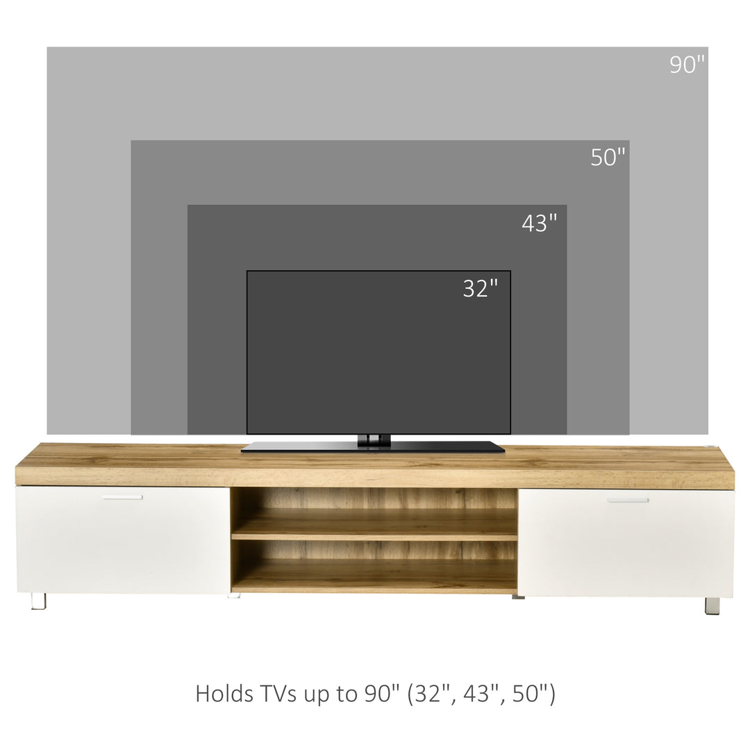 HOMCOM Modern TV Unit, TV Cabinet for TVs up to 90 Inches,  Entertainment Center with Drawer Shelf for Living Room, Bedroom, Oak and White