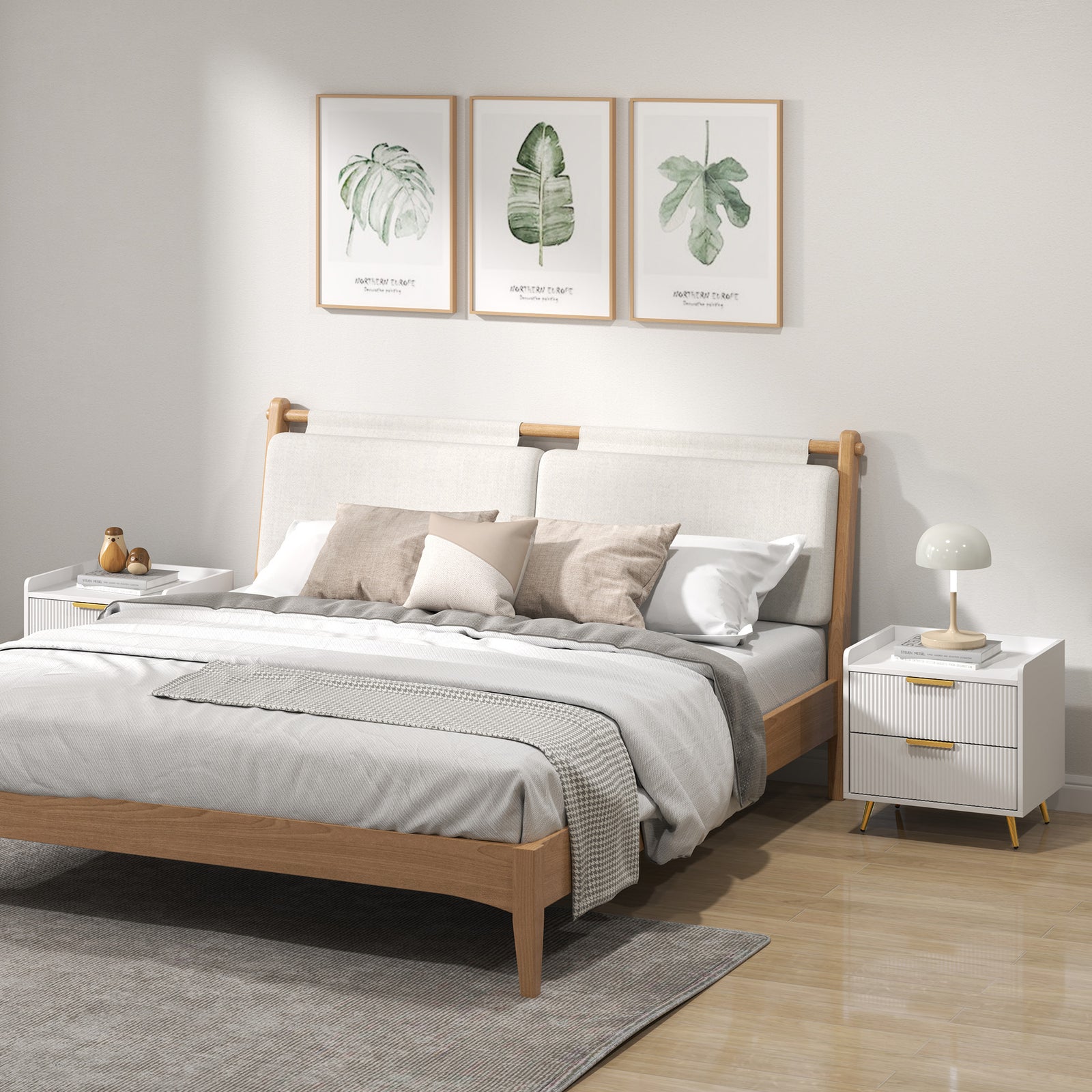 Elegant Two-Drawer Bedside Table Set of 2 - White