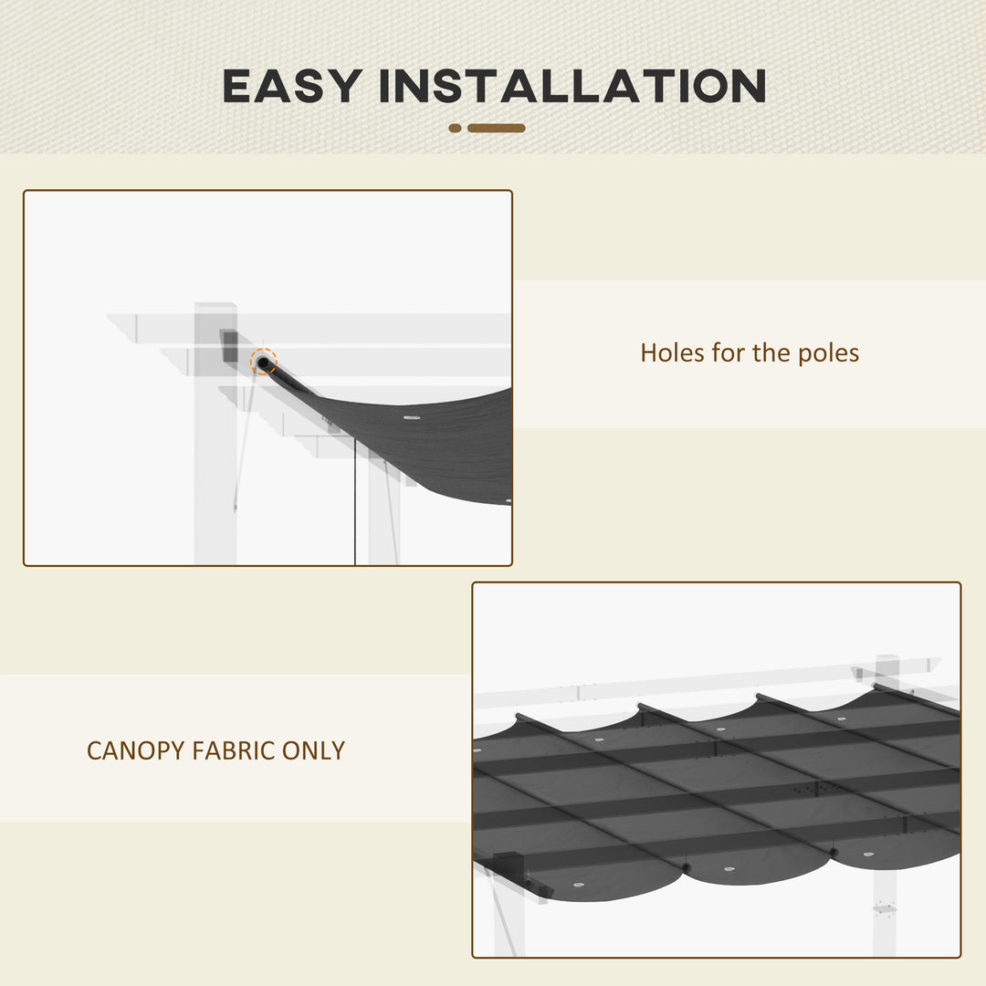 Outsunny Retractable Pergola Shade Cover, Replacement Canopy Fabric for 3 x 3 (m) Pergola, Gazebo Retractable Roof, Dark Grey
