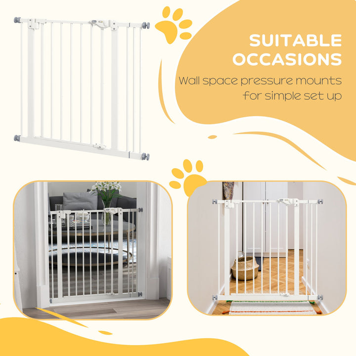 PawHut Metal 74-87cm Wide Adjustable Dog Gate White | Aosom UK