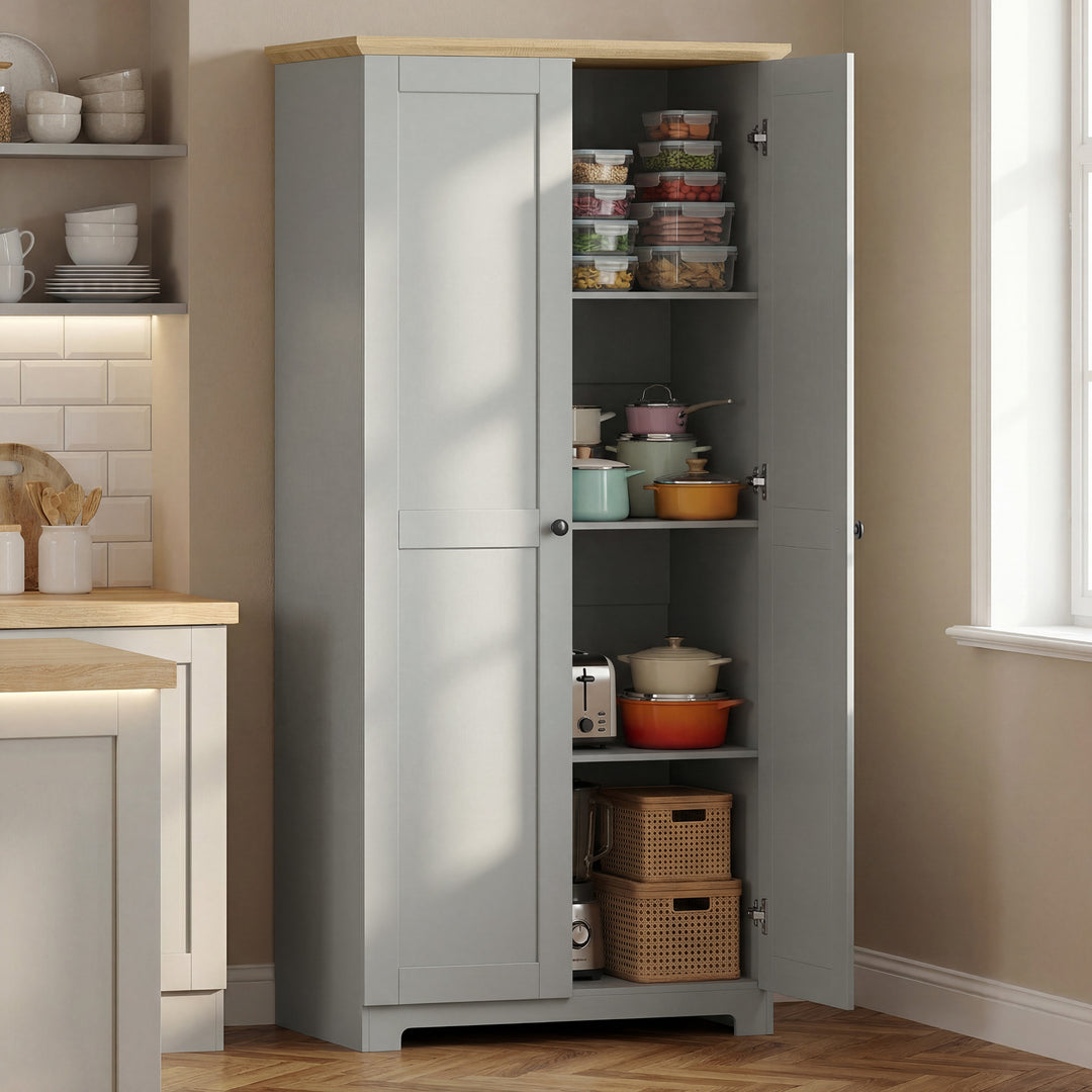 Kitchen Cupboard, 172cm Freestanding Storage Cabinet with Doors and Sh