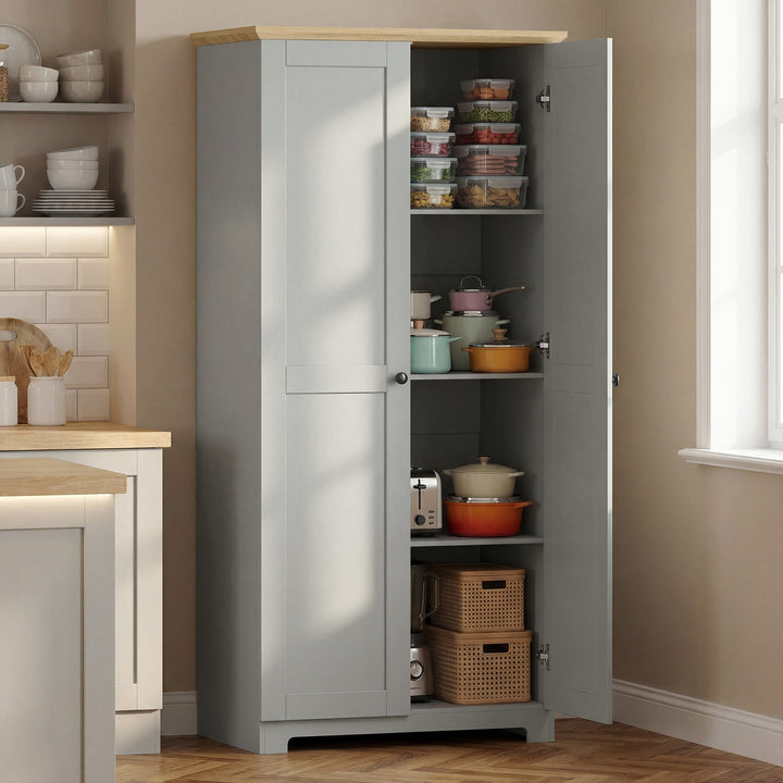 Kitchen Cupboard, 172cm Freestanding Storage Cabinet with Doors and Shelves