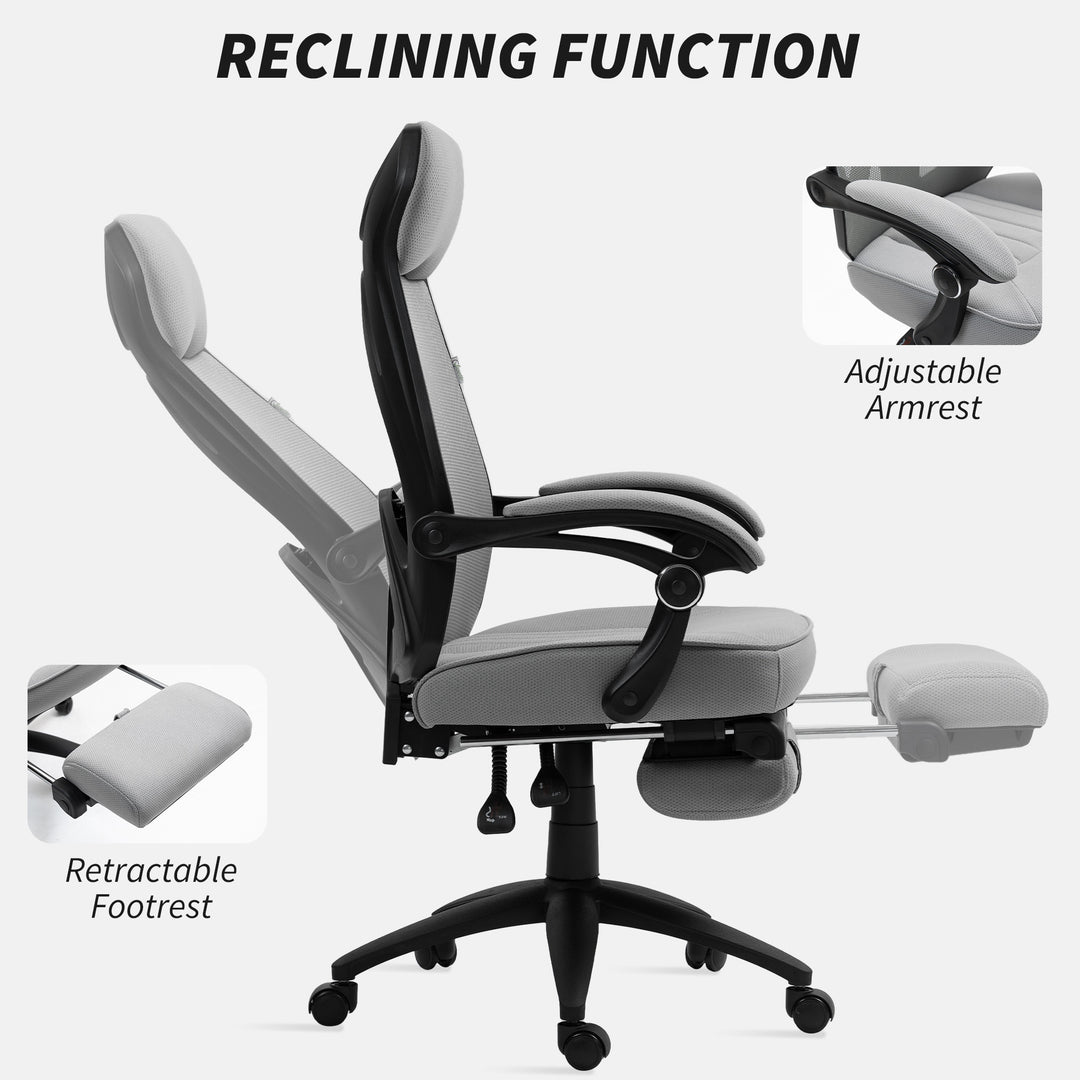 Office Chair with Footrest, High Back Swivel Desk Chair with Adjustable Height and Headrest for Home Office, Dark Grey