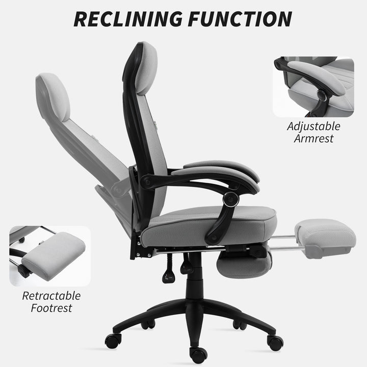 Office Chair with Footrest, High Back Swivel Desk Chair with Adjustable Height and Headrest for Home Office, Dark Grey