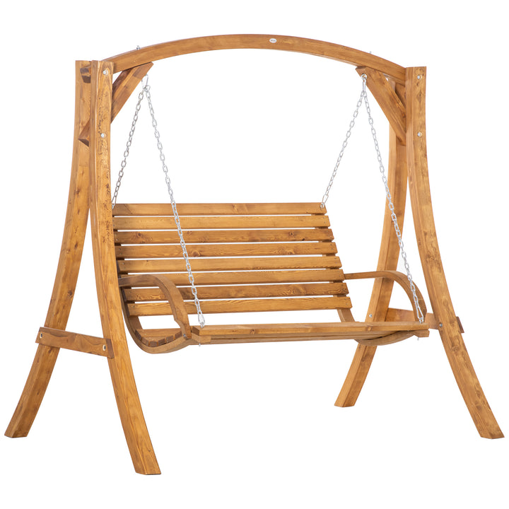 Outsunny 2 Seater Garden Swing Chair, Outdoor Wooden Swing Bench Seat | Aosom UK