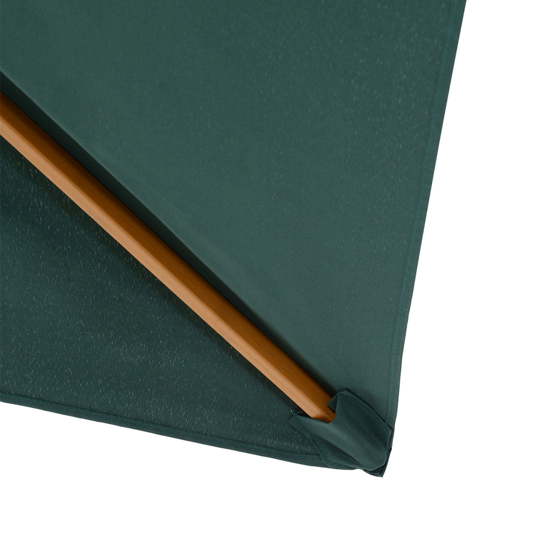 2 x 3m Wooden Garden Parasol Umbrella Outdoor Sun Shade Canopy, Green