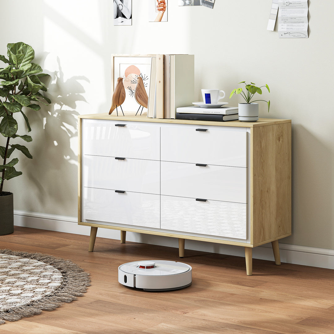 Storage Cabinet, Chest of Drawers with 6 Drawers and 5 Legs for Bedroo