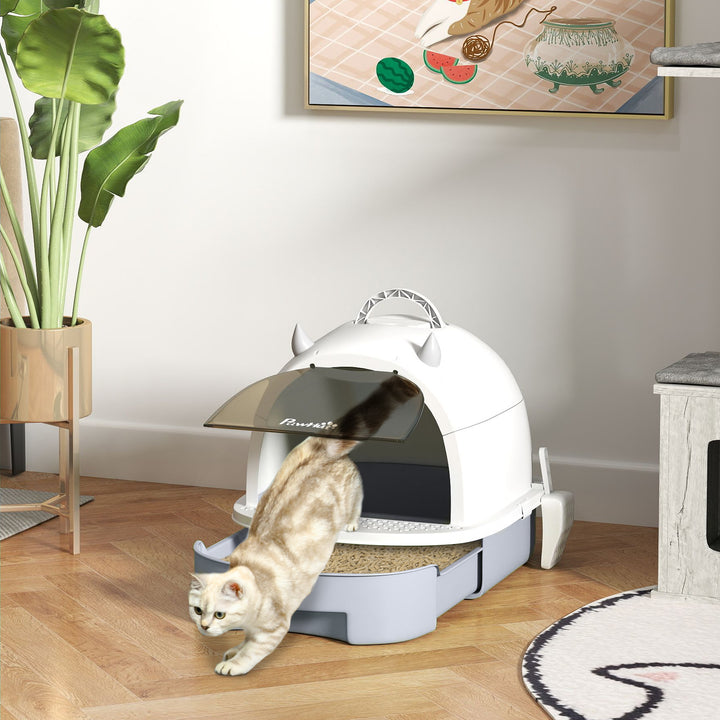 Enclosed Cat Litter Box w/ Pull-Out Drawer, Scoop, Deodorising Bags fo