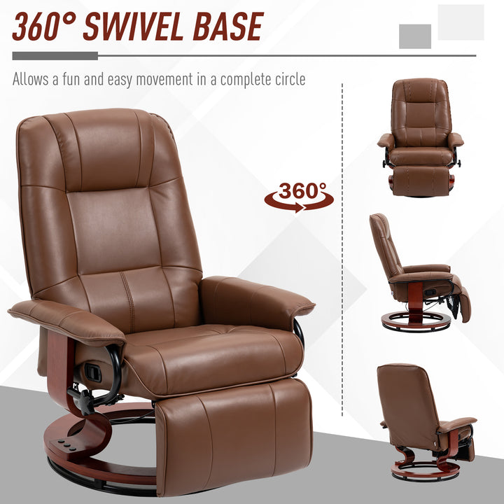 Faux Leather Armchair, with 145° Reclining Back and Footrest - Brown