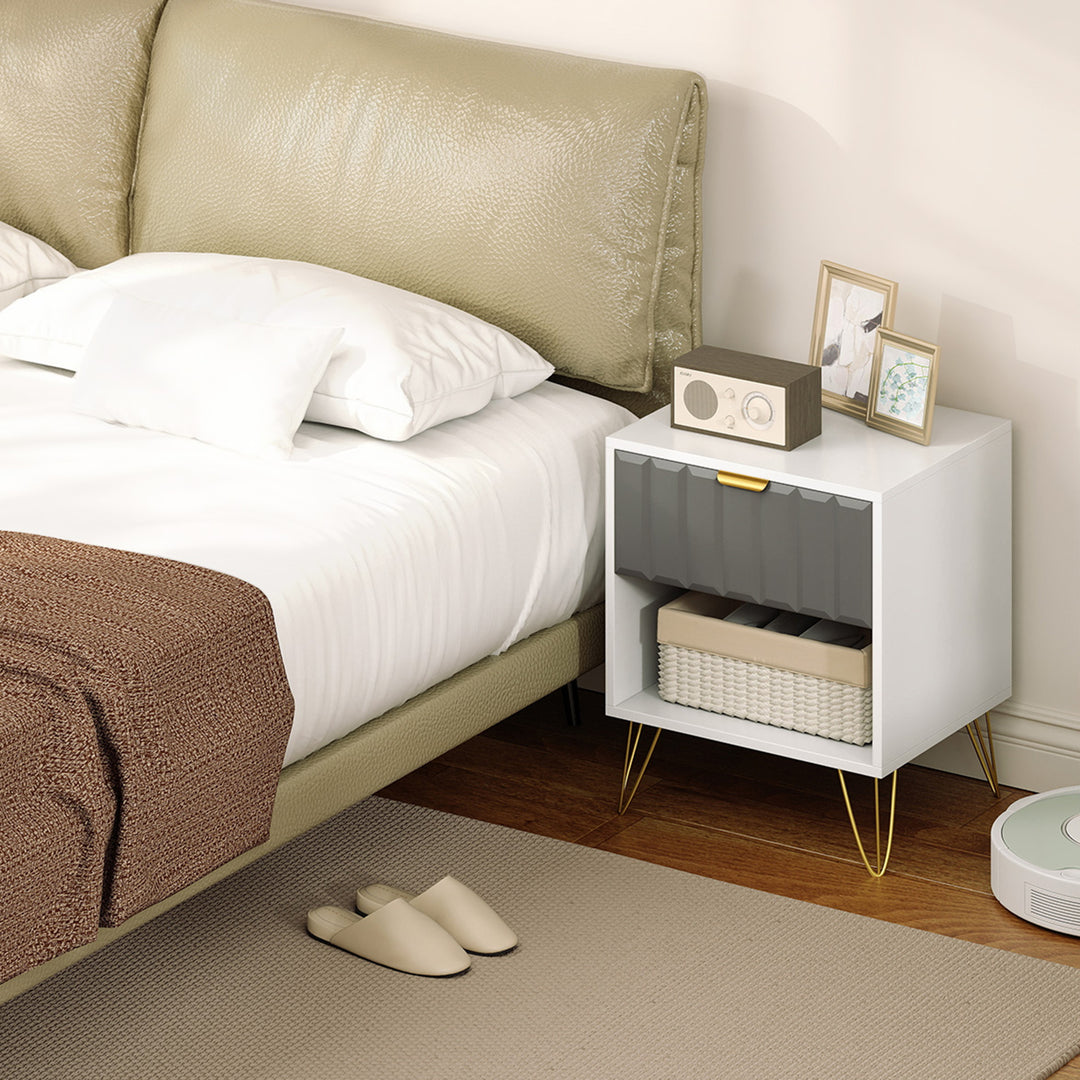 Bedside Table Modern Bedside Cabinet with Drawer and Open Compartment, 45 x 40 x 55