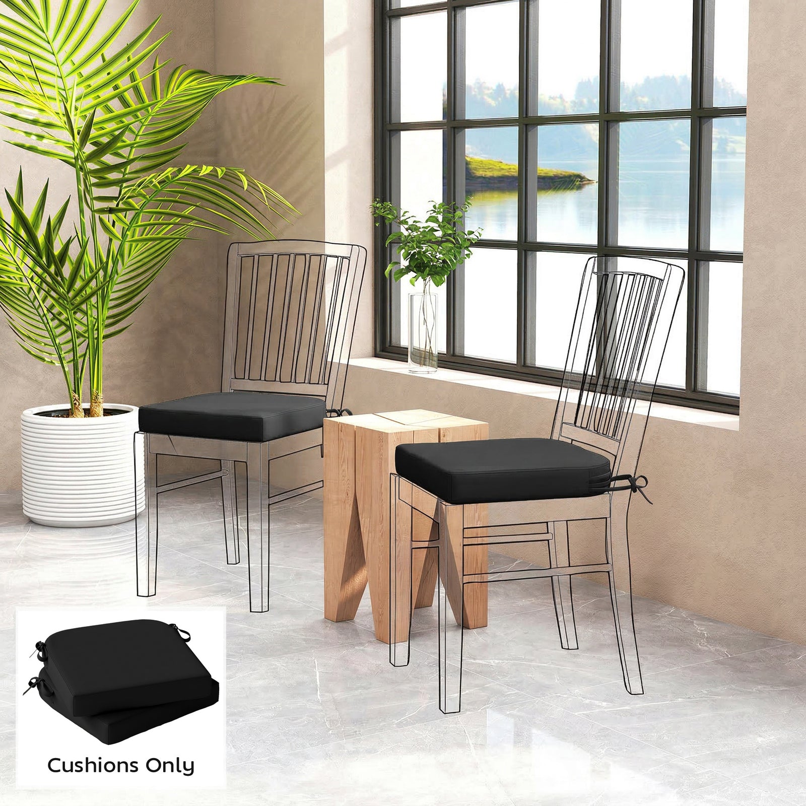 Outdoor Chair Seat Cushions Set of 2, Garden Chair Cushions with 7cm T