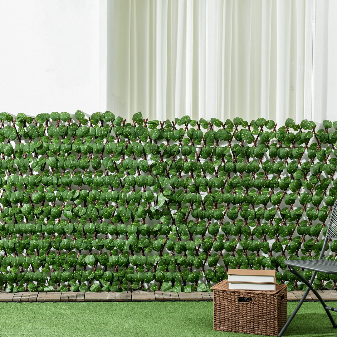 Set of 2 Expandable Artificial Trellis Hedges – Realistic Leaf Privacy