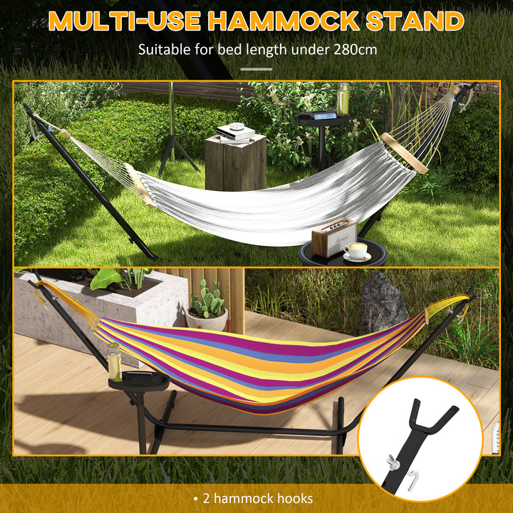 9.4ft Hammock Stand with Side Tray Stand, Steel Frame Hammock Net Stand, for String-style, Brazilian-style, Flat-style, Rope-style Hammocks, Black