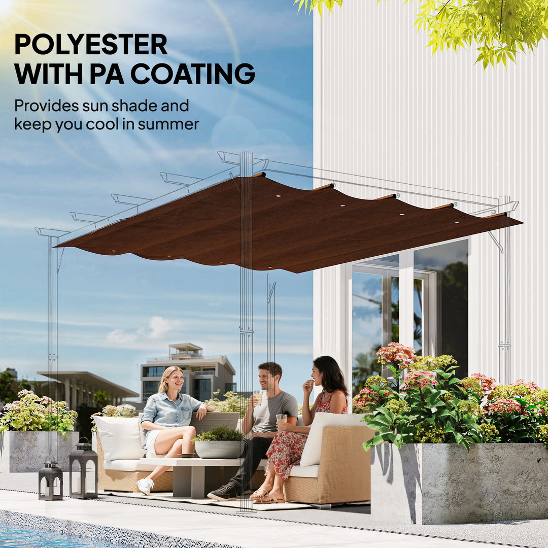 Pergola Cover Roof, 2.86 x 2.45 m Retractable Sun Shade Top for 3 x 2m
