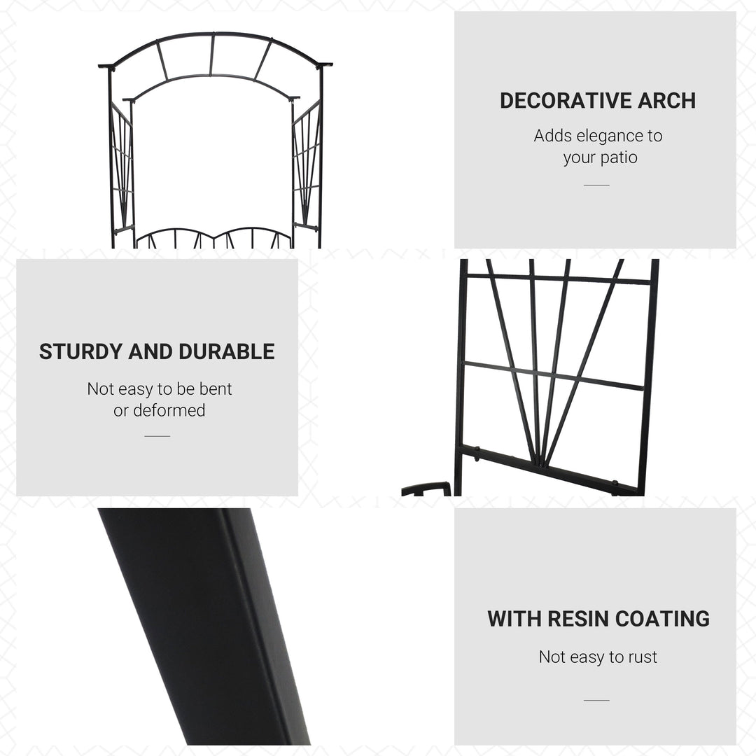 Garden Bench, 2 Seater Outdoor Patio Bench, Metal Garden Loveseat with Arch for Vines and Climbing Plants