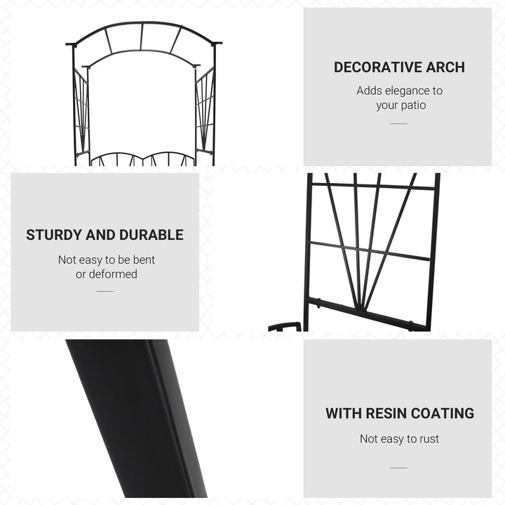 Garden Bench, 2 Seater Outdoor Patio Bench, Metal Garden Loveseat with Arch for Vines and Climbing Plants