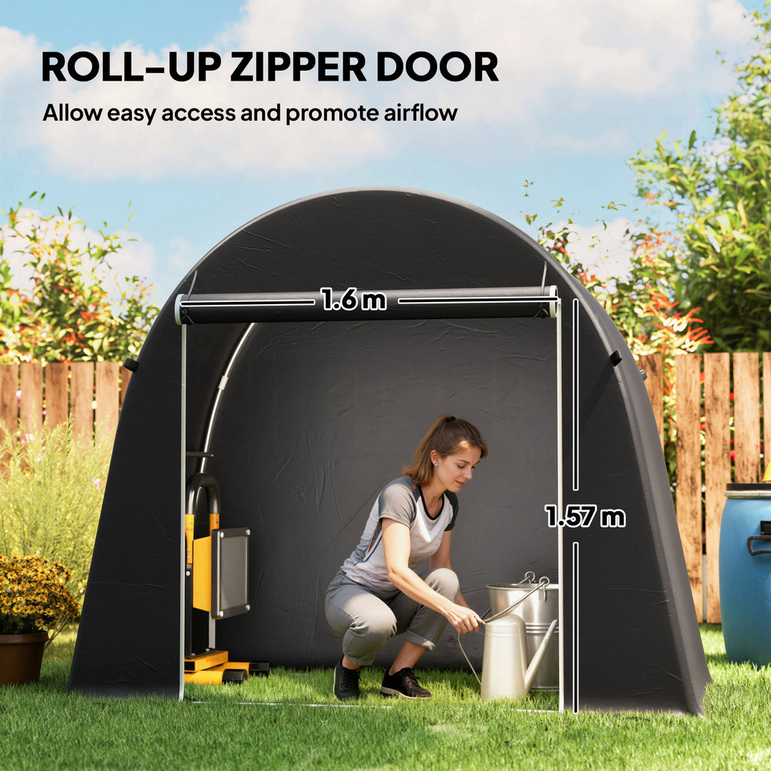 8 x 4 ft Garden Storage Tent, Waterproof Bike Tent with Roll-up Zipper Door and Galvanised Metal Frame
