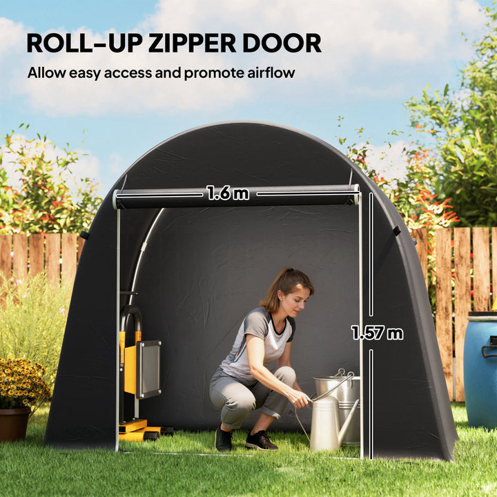 8 x 4 ft Garden Storage Tent, Waterproof Bike Tent with Roll-up Zipper Door and Galvanised Metal Frame