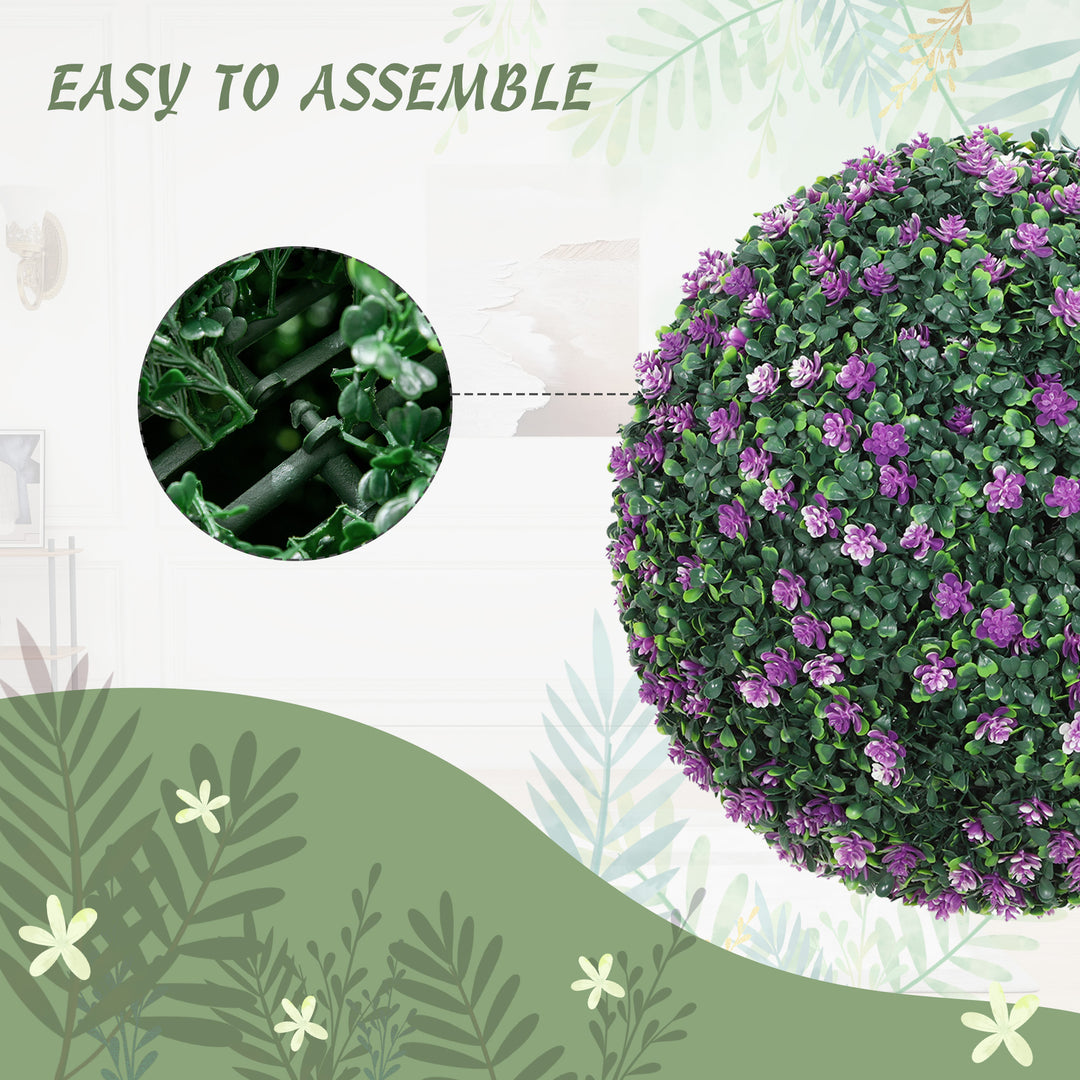 Set of Two Artificial Boxwood Balls Plants - Purple