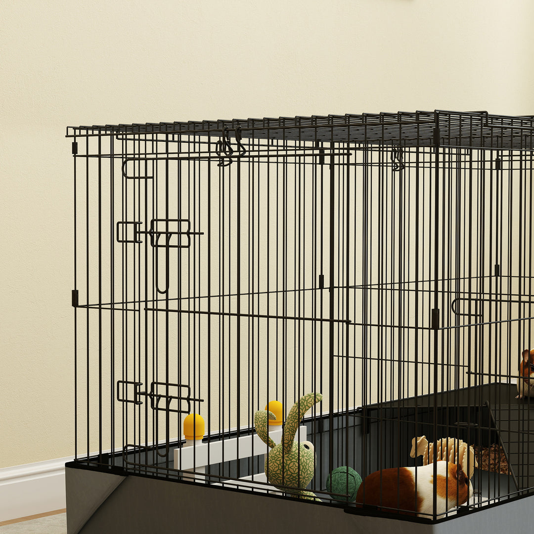 2 in 1 Guinea Pig Cage, Rabbit Cage Pet Playpen with 2 Separate Area, Waterproof Oxford Fabric Floor for Hedgehogs