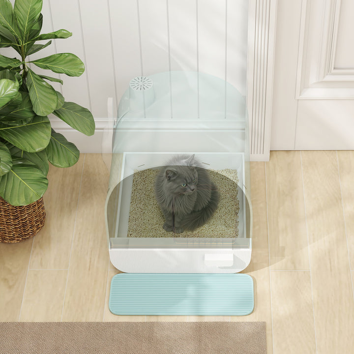 MCL Hooded Cat Litter Box, Kitten Litter Tray, with Lid, Scoop, Filter, Flap Door