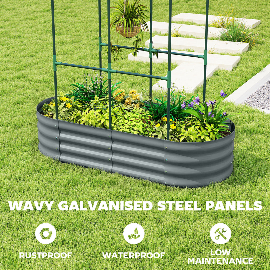 Galvanised Raised Garden Bed with Arched Trellis, 4 x 2 x 4.6ft Metal 