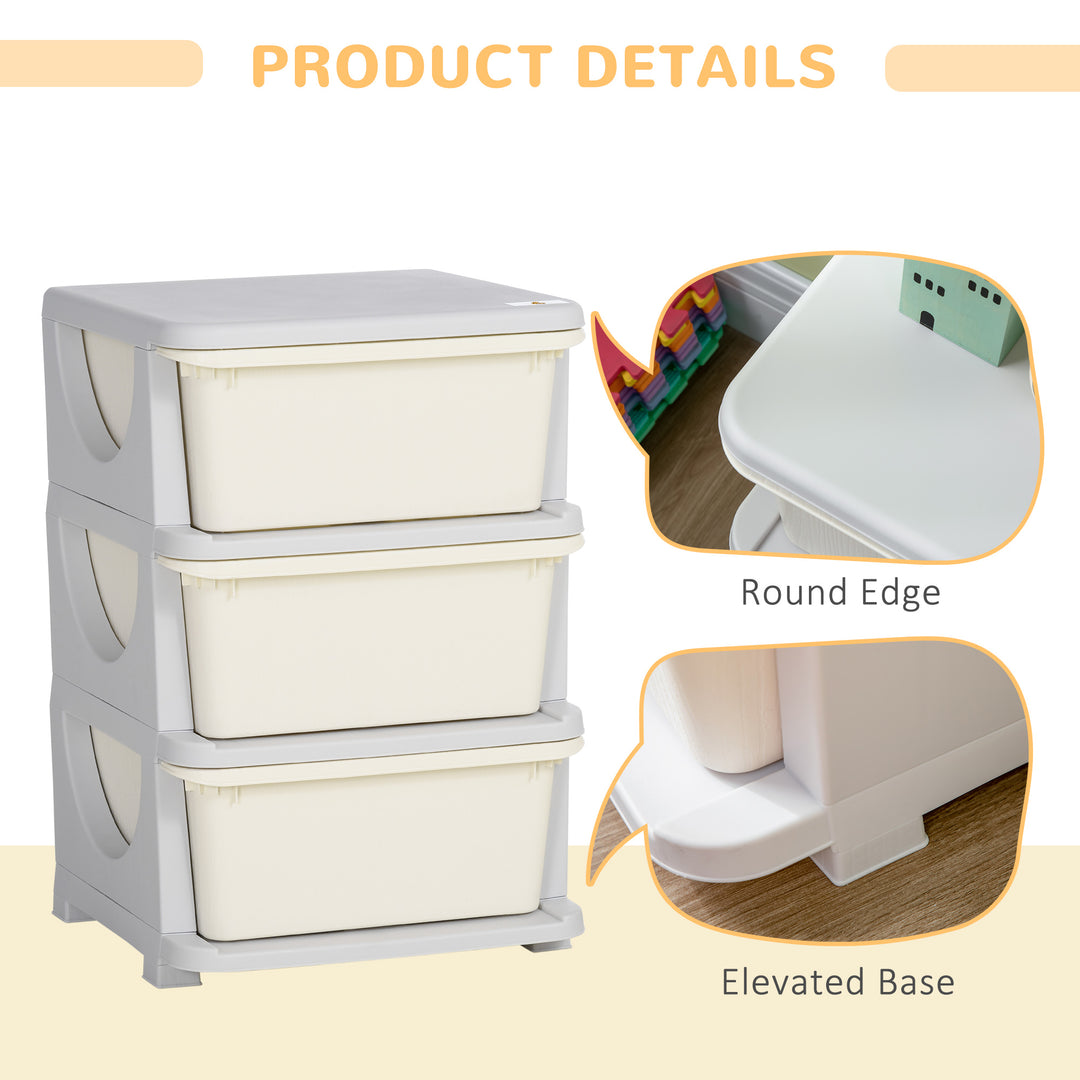 HOMCOM 3-Tier Toy Storage Box Kids Toy Storage with Removable Boxes, for Bedrooms, Playrooms & Other Children Areas, White | Aosom UK