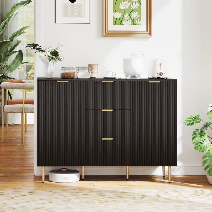 MCL 2-Door Sideboard with 3 Drawers and Adjustable Shelves - Black