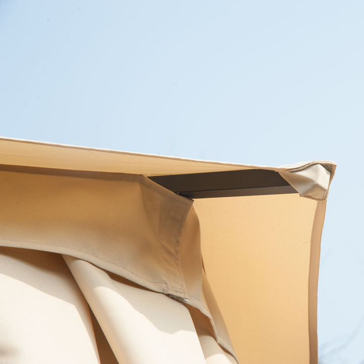 3 x 3 Hexagon Gazebo Patio Canopy Party Tent Outdoor Garden Shelter with 2 Tier Roof and Side Panel, Beige