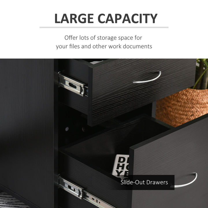 Two Drawer Filing Cabinet with Wheels- Black Wood Grain