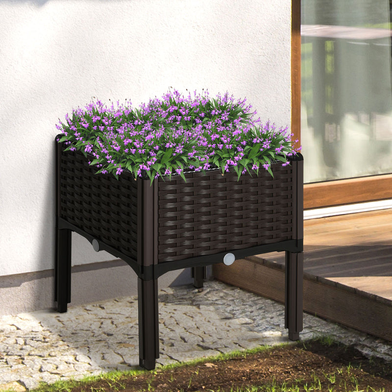 MCL 26L Garden Raised Bed Elevated Patio Flower Plant Planter Box PP Vegetables Planting Container, Brown