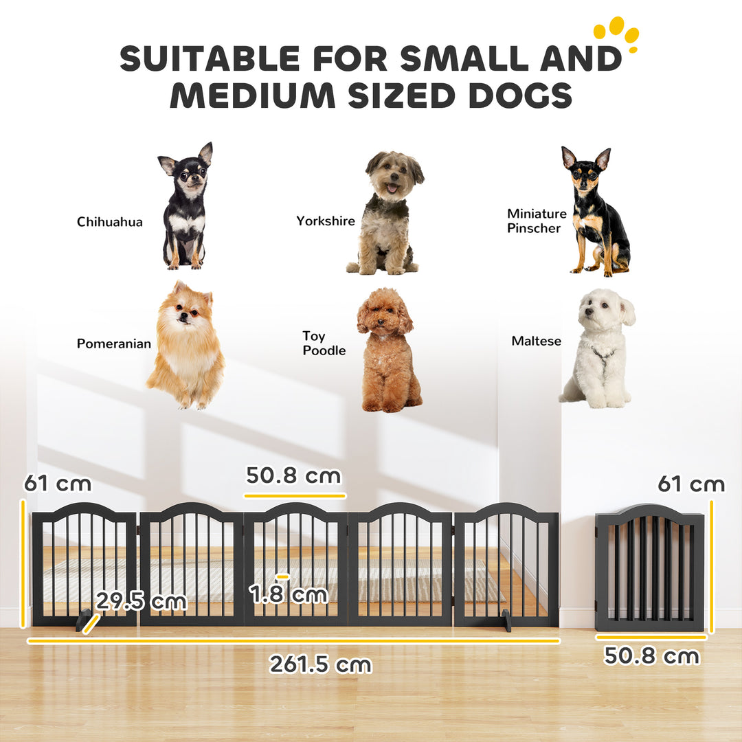 Freestanding Dog Gate Wooden Stair Gate for Dogs with Support Feet Fol