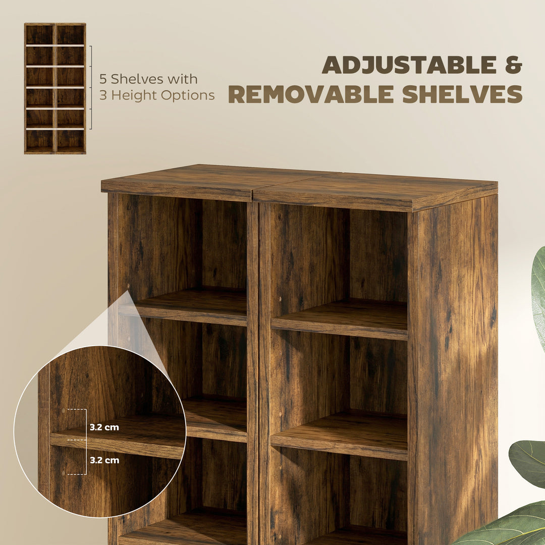 Set of 2 CD Media Display Shelf Unit Tower Rack with Adjustable Shelve
