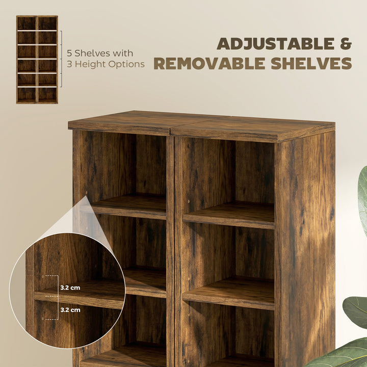 Set of 2 CD Media Display Shelf Unit Tower Rack with Adjustable Shelve
